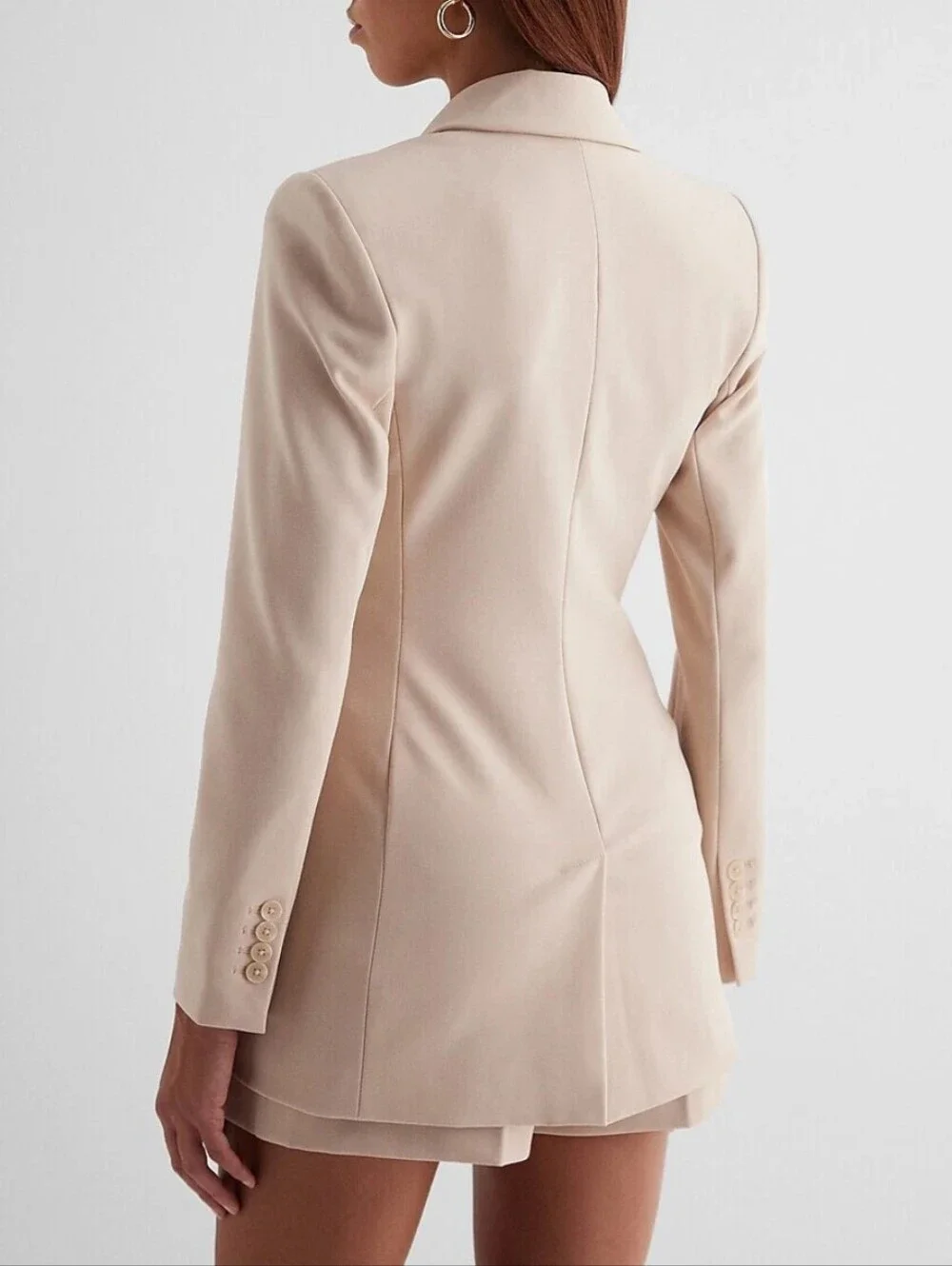 Express Double Breasted Hourglass Blazer Neutral Cream Size 10
